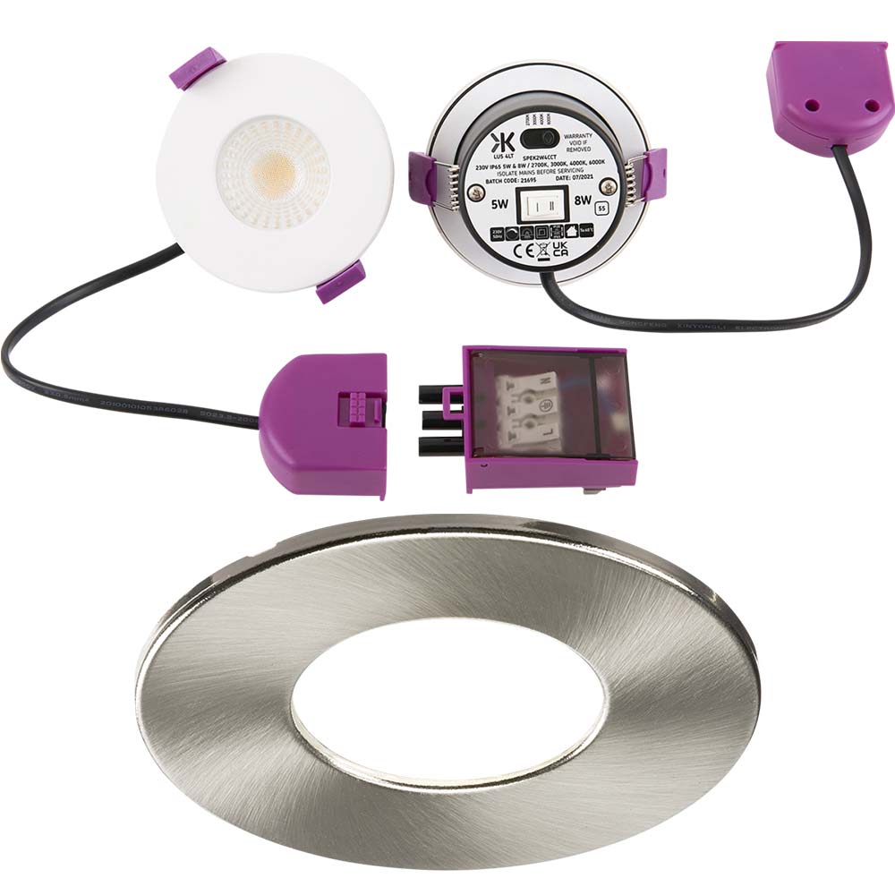 Knightsbridge SpektroLED 230V 5W, 7W LED CCT IP65 Shower Bathroom Spotlight Downlight