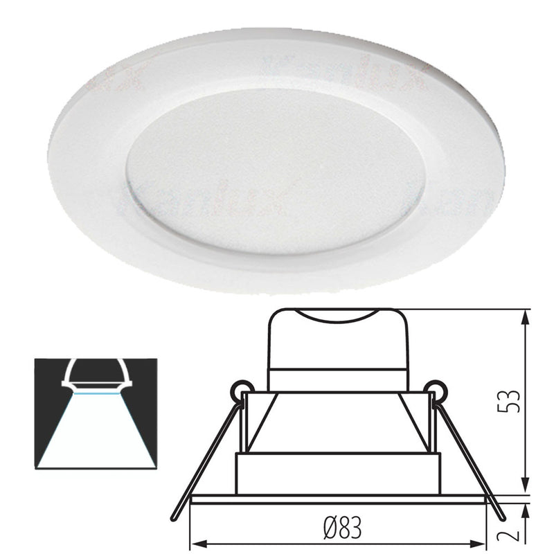 Kanlux IVIAN 4W LED Ceiling Recessed Downlight IP44 Bathroom Round Light 240V