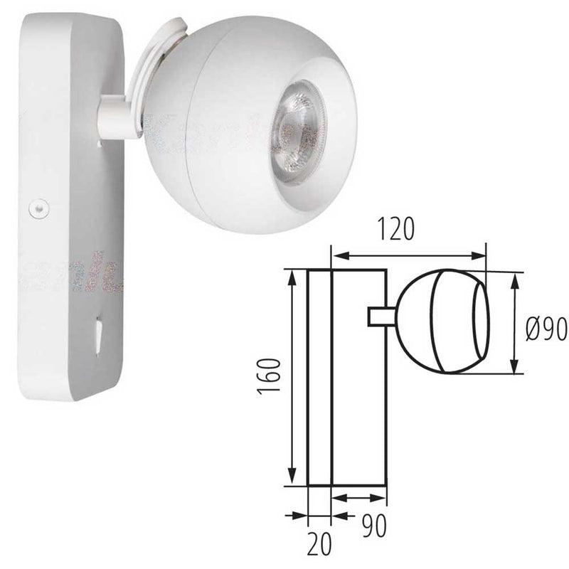 Kanlux Galoba GU10 LED Single Spot Point Adjustable Wall Light Bedroom Night Reading
