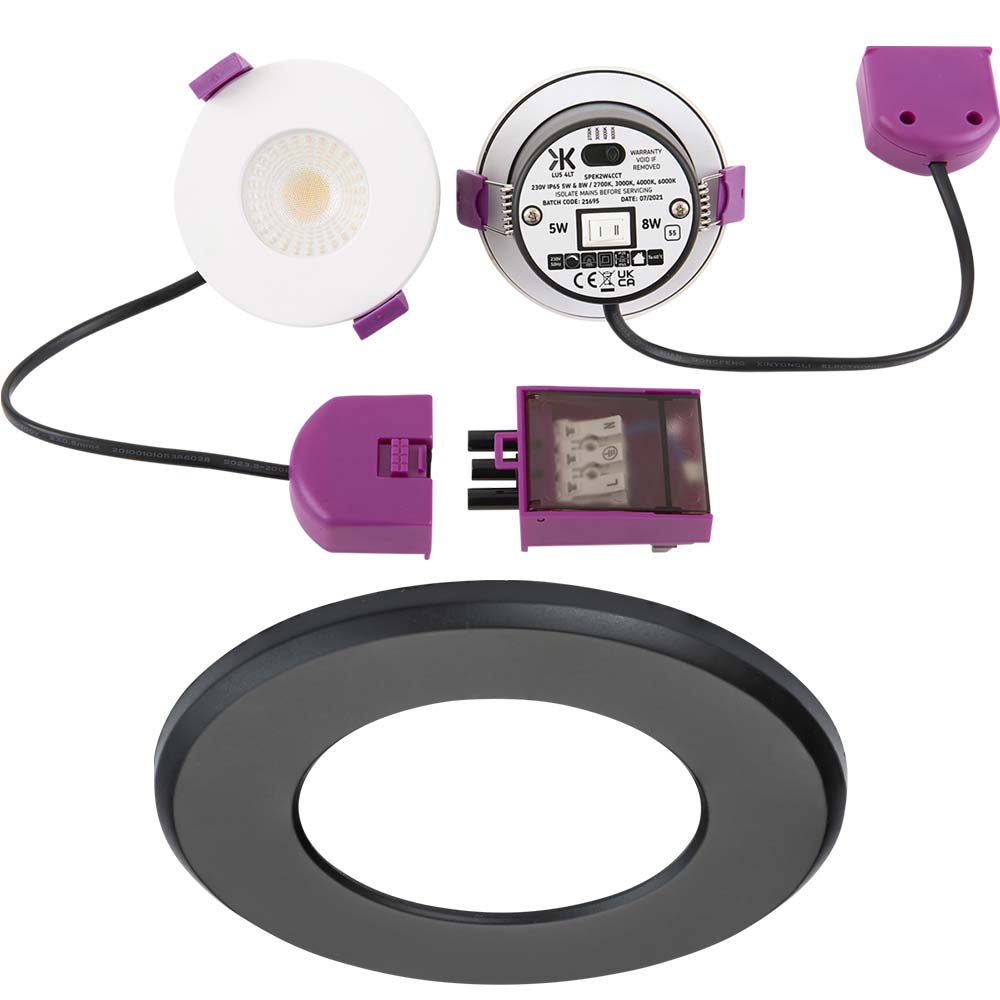 Knightsbridge SpektroLED 230V 5W, 7W LED CCT IP65 Shower Bathroom Spotlight Downlight