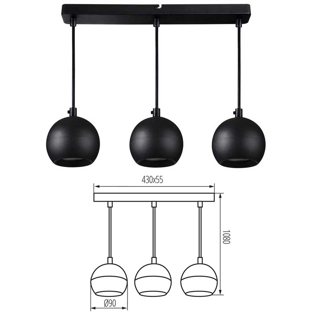 Kanlux Galoba Ceiling Rose Pendant GU10 Light Shade Kitchen Bar Dome 1M Drop