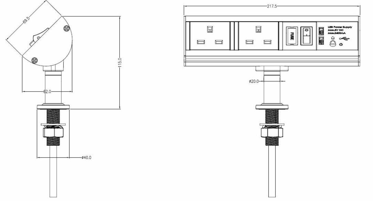 Knightsbridge 13A 2G Desktop Power Station with Dual USB Charger (2.4A)