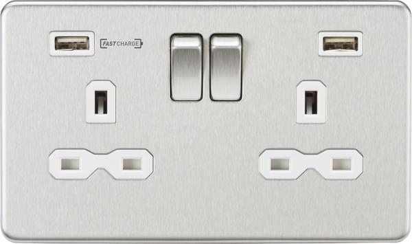 Knightsbridge 13A 2G DP Switched Socket with Dual USB Charger Type-A FAST CHARGE Port