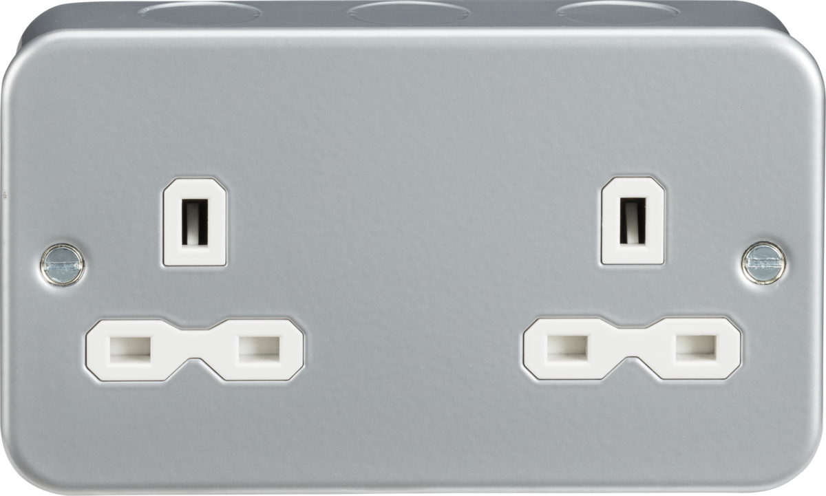 Knightsbridge Metal Clad 13A 2G DP Switched, Unswitched & RCD Sockets