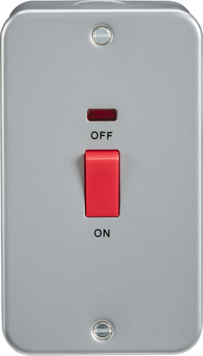 Knightsbridge Metal Clad 45A DP Switch and Socket with Neon Indicator