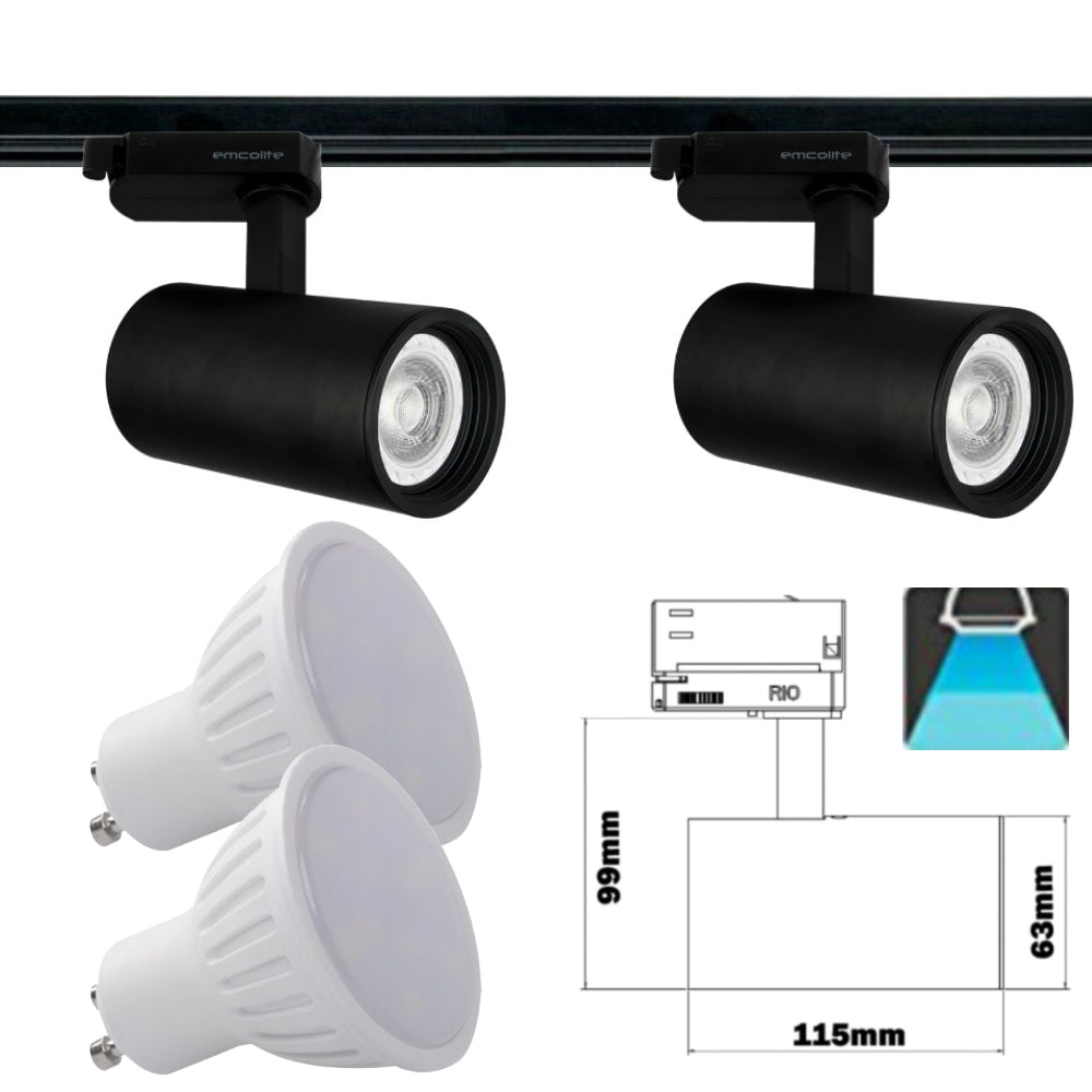 240V - 1M - 5M Meter GU10 5W LED Adjustable Tilt Single Circuit Tracking System Mains Track Light