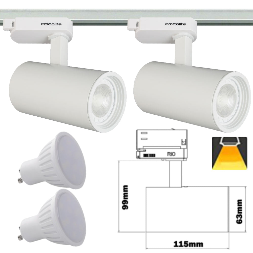 240V - 1M - 5M Meter GU10 5W LED Adjustable Tilt Single Circuit Tracking System Mains Track Light