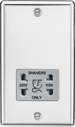 Knightsbridge 115-230V Dual Voltage Shaver Socket with Insert - Rounded Edge