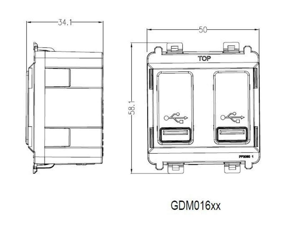 Knightsbridge Dual USB Charger Module (2 x Grid Positions) 5V 2.4A (Shared)