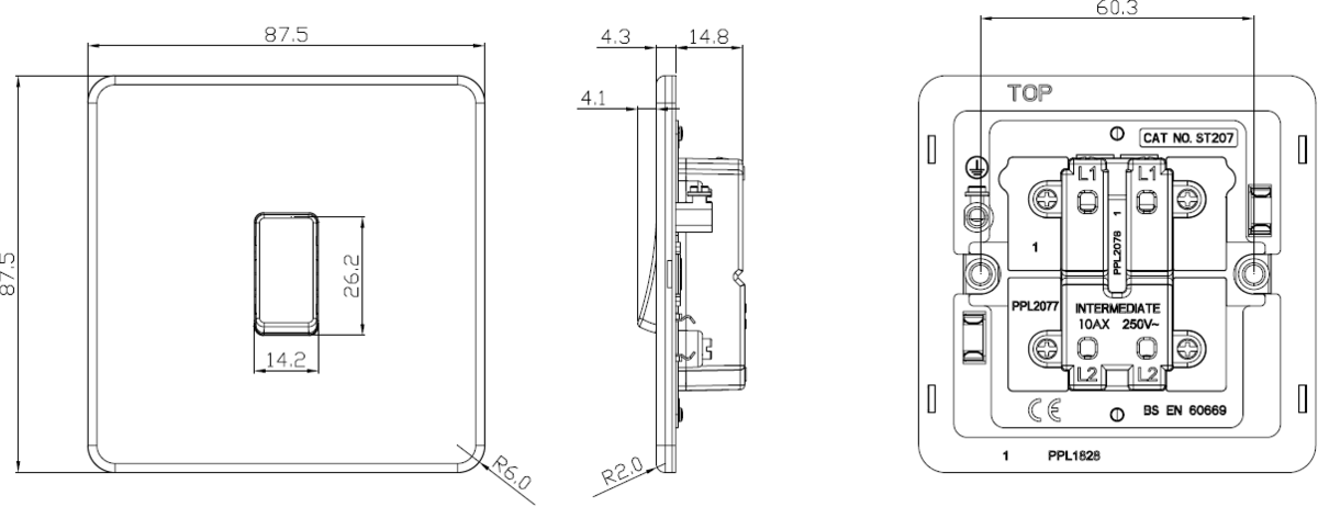 Knightsbridge Screwless 10AX 1G Intermediate Switch