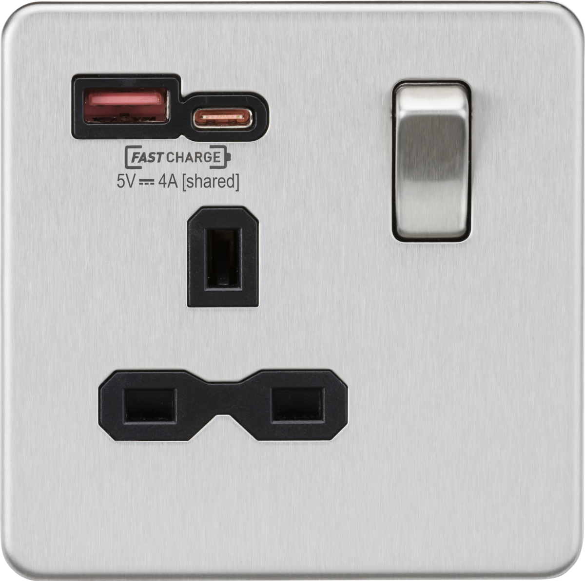 Knightsbridge 13A 1G Switched Socket with Dual USB FAST CHARGE A+C
