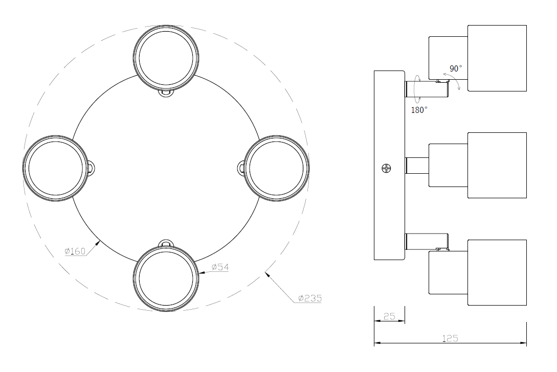 Knightsbridge 230V GU10 Quad Spotlight GU10 LED Ceiling Light Fitting