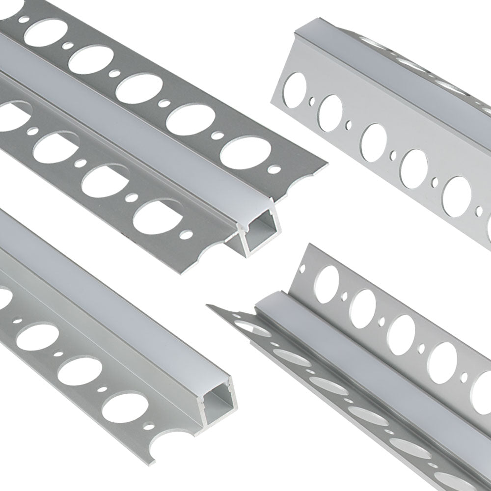 Emco 10x 1.2M Recessed Ceiling Drywall Plaster In Central End Tile Corner Extrusion LED Strip Profile