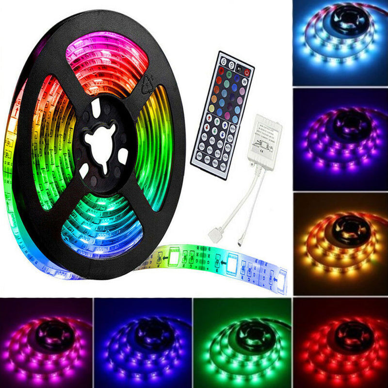 5M 12V LED RGB Strip Light Tape Rope Colour Changing Mood Lighting Self Adhesive