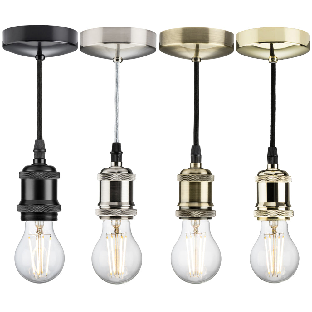 Knightsbridge 1.8m E27 Vintage Pendant Set