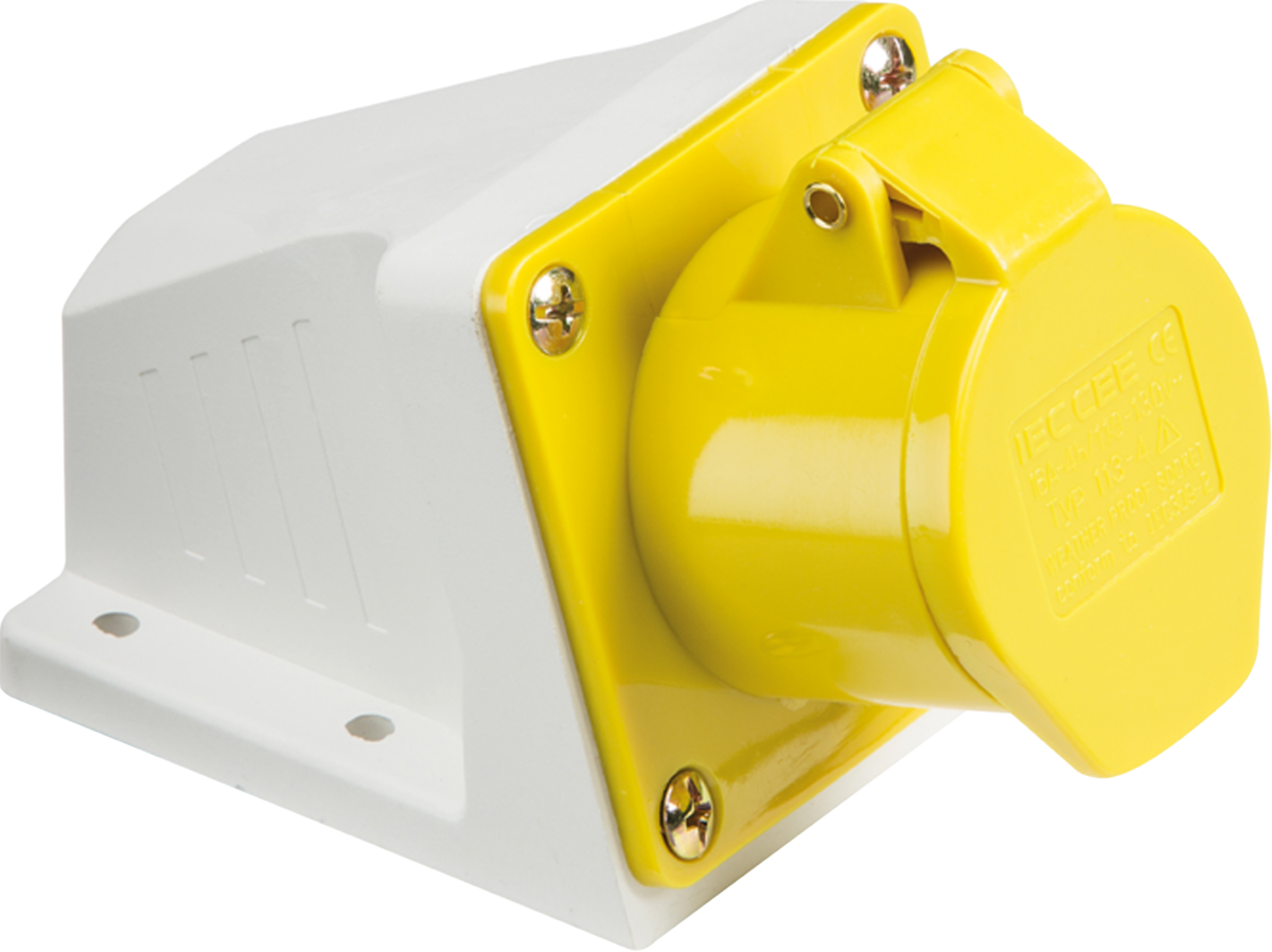 Knightsbridge 110V IP44 16A Angled Surface Mount Socket 2P+E