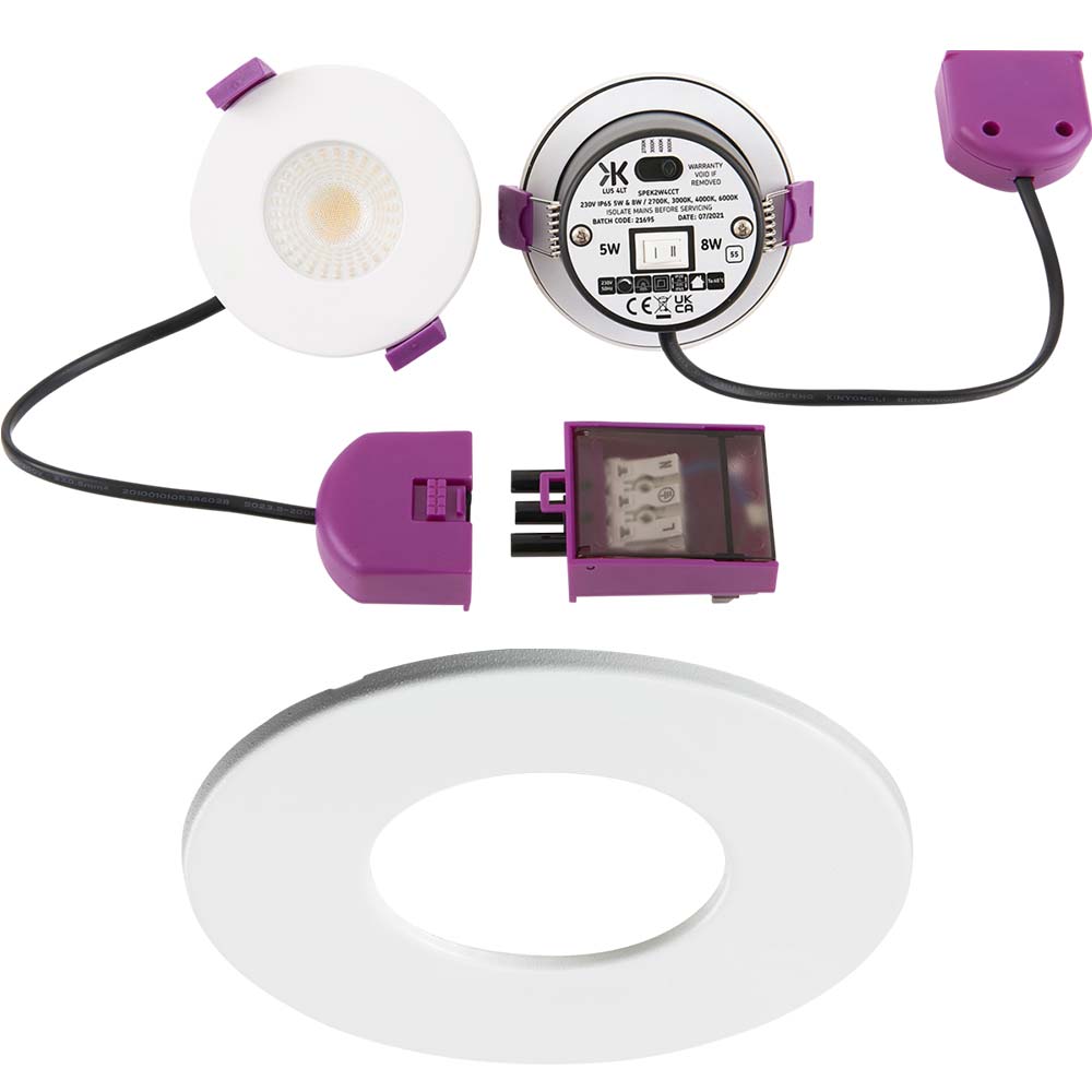 Knightsbridge SpektroLED 230V 5W, 7W LED CCT IP65 Shower Bathroom Spotlight Downlight