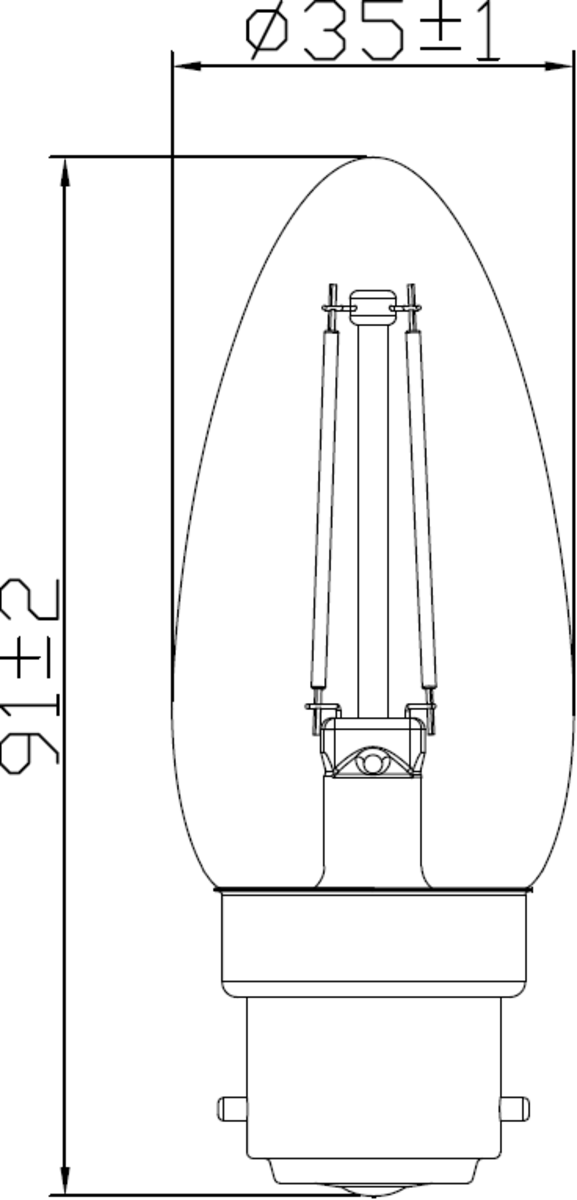 Knightsbridge 230V 4W LED Candle Filament Lamp 2700K Dimmable