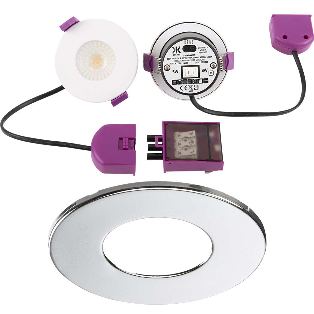 Knightsbridge SpektroLED 230V 5W, 7W LED CCT IP65 Shower Bathroom Spotlight Downlight