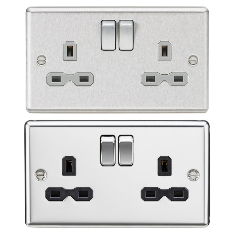 Knightsbridge 13A 2G DP Switched Socket Rounded Edge