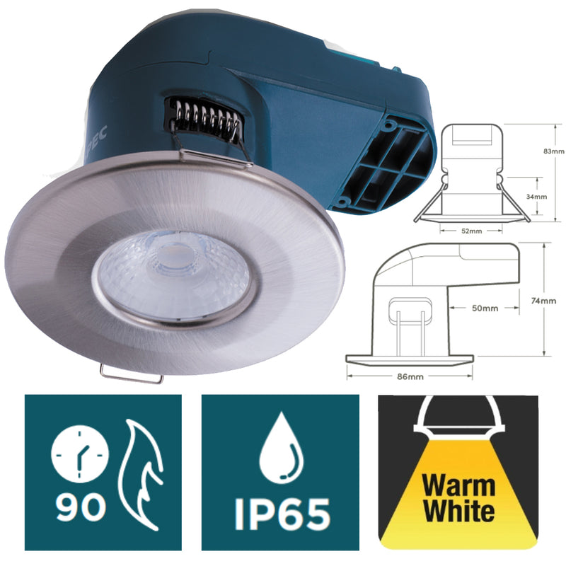 Hispec 10x IP65 Light Bathroom Shower Downlight 6W LED Dimmable Fire Rated Recessed