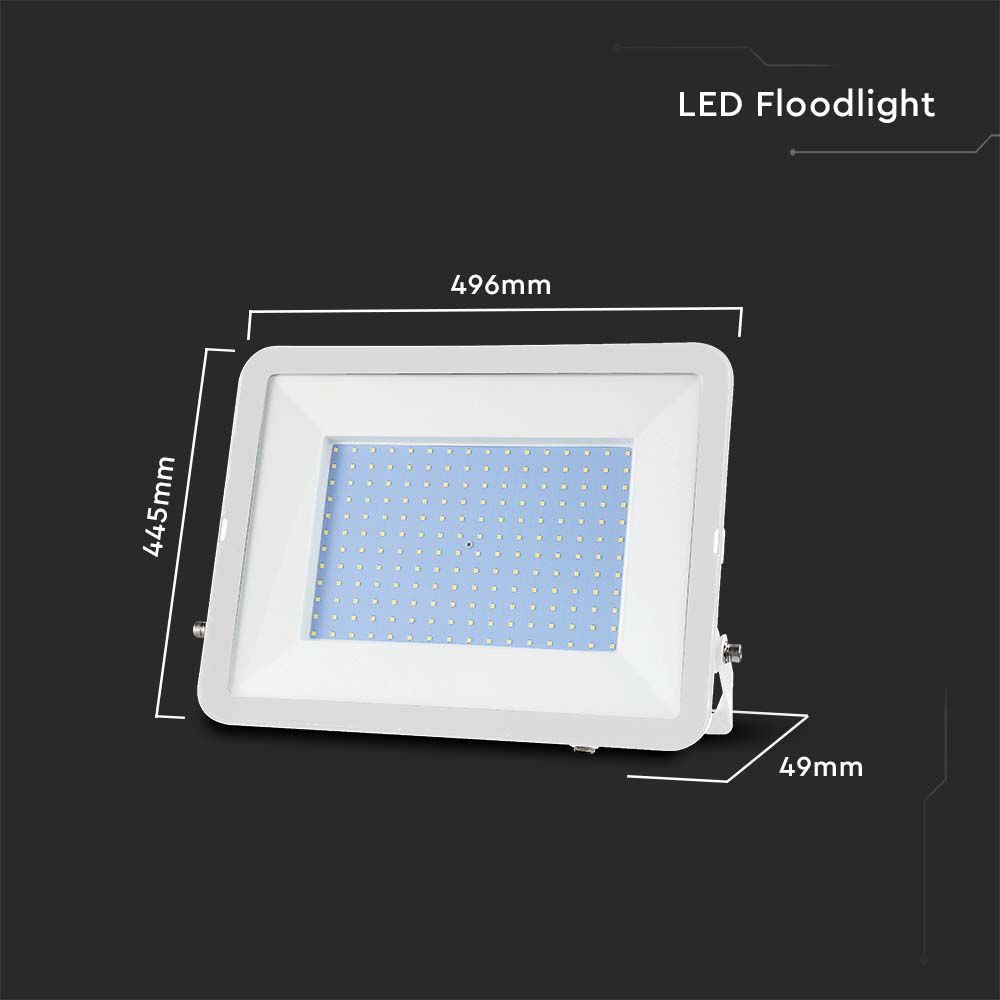 V-Tac VT-44300 300W - Commercial LED Floodlight IP65 With Samsung Chip - 1M Cable - 4000K/6500K - Black & White Body