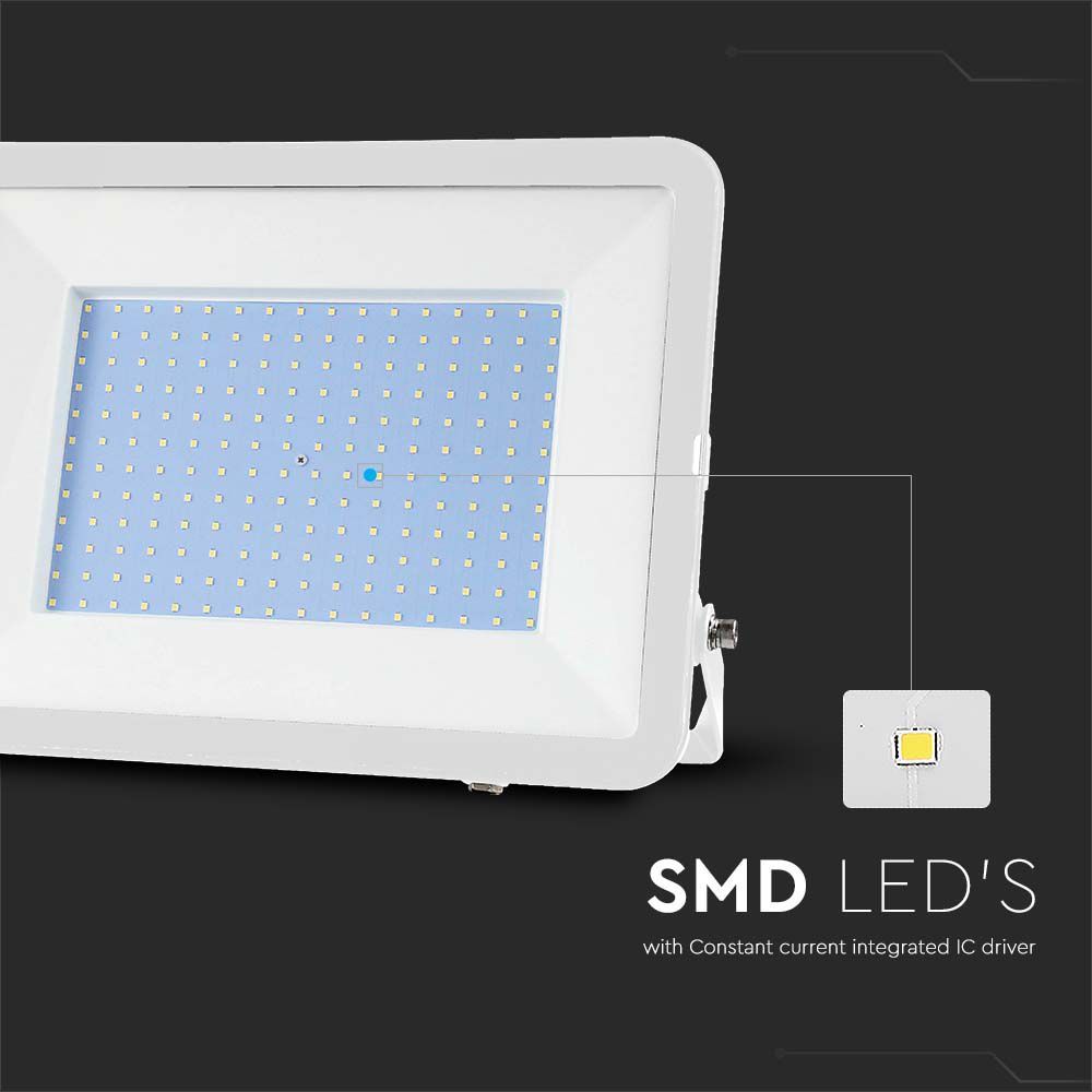 V-Tac VT-44300 300W - Commercial LED Floodlight IP65 With Samsung Chip - 1M Cable - 4000K/6500K - Black & White Body