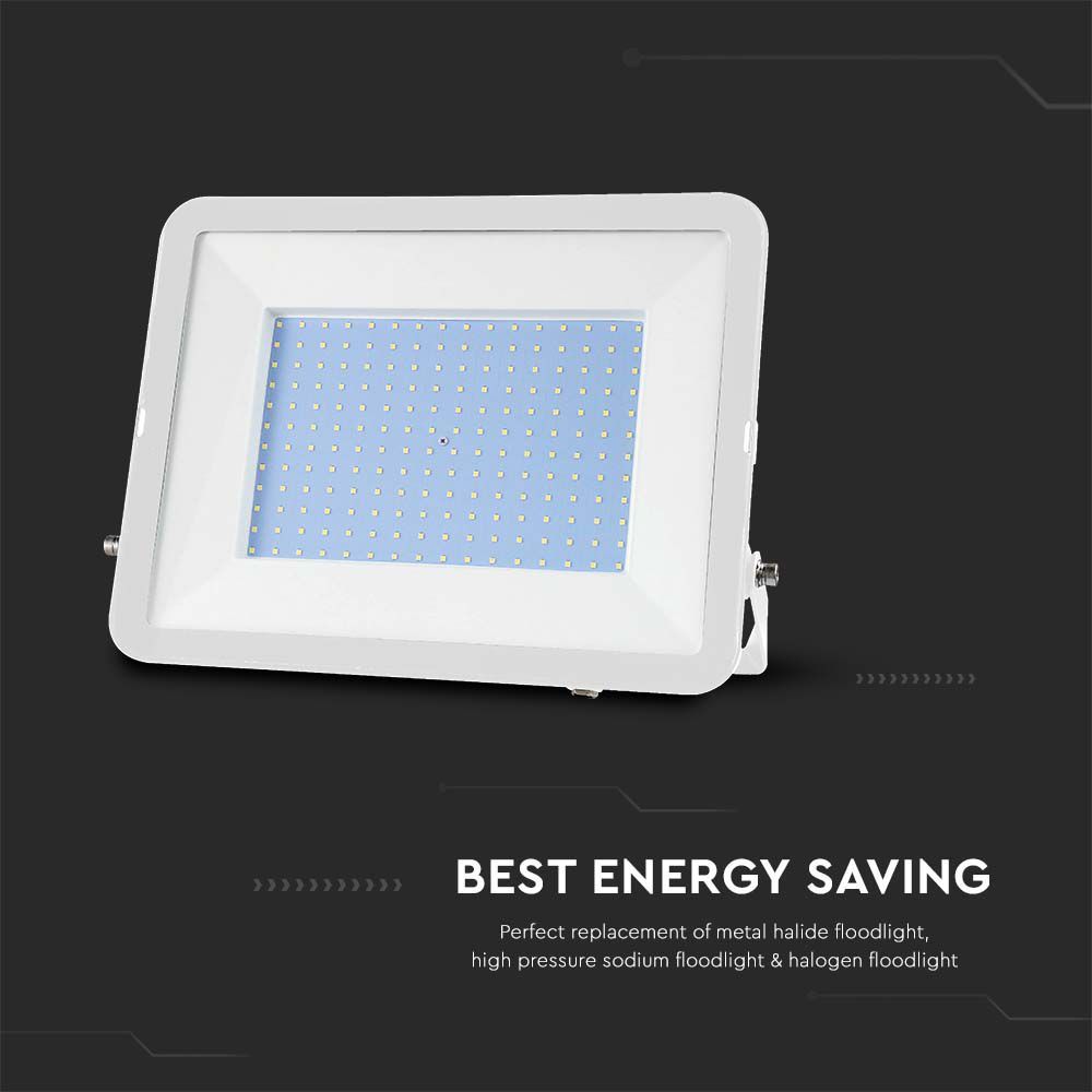 V-Tac VT-44300 300W - Commercial LED Floodlight IP65 With Samsung Chip - 1M Cable - 4000K/6500K - Black & White Body