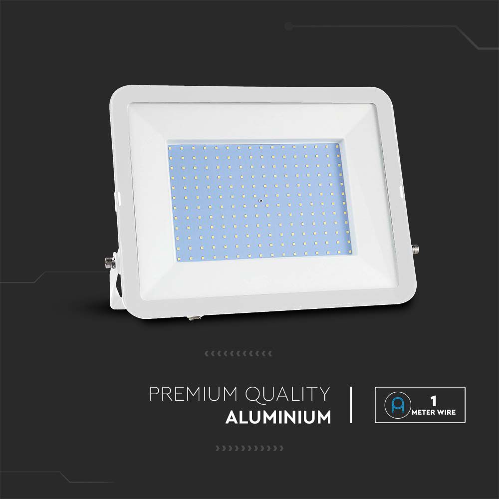 V-Tac VT-44300 300W - Commercial LED Floodlight IP65 With Samsung Chip - 1M Cable - 4000K/6500K - Black & White Body