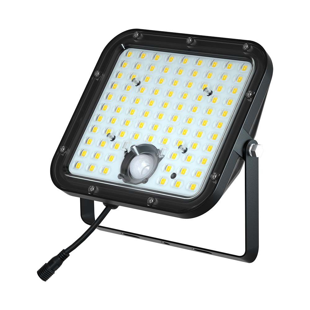 V-Tac VT-432 PIR Motion Sensor 30W Outdoor IP65 LED Solar Floodlight Cube -5m Wire- Waterproof, 4000K/6400K Black Body