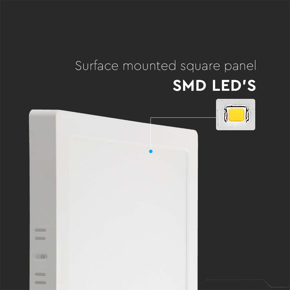 VTAC Square  LED Backlit Surface Mounted Mini Panel - Multi Wattage - with Colour Temperature Options- Energy Efficient Lighting