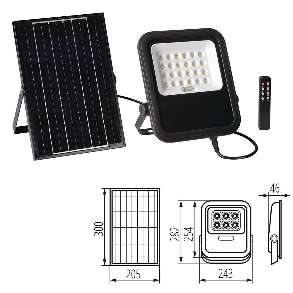 Kanlux FL SONE Solar LED Floodlight with Sensor - IP65 Adjustable Installation, 10W & 15W