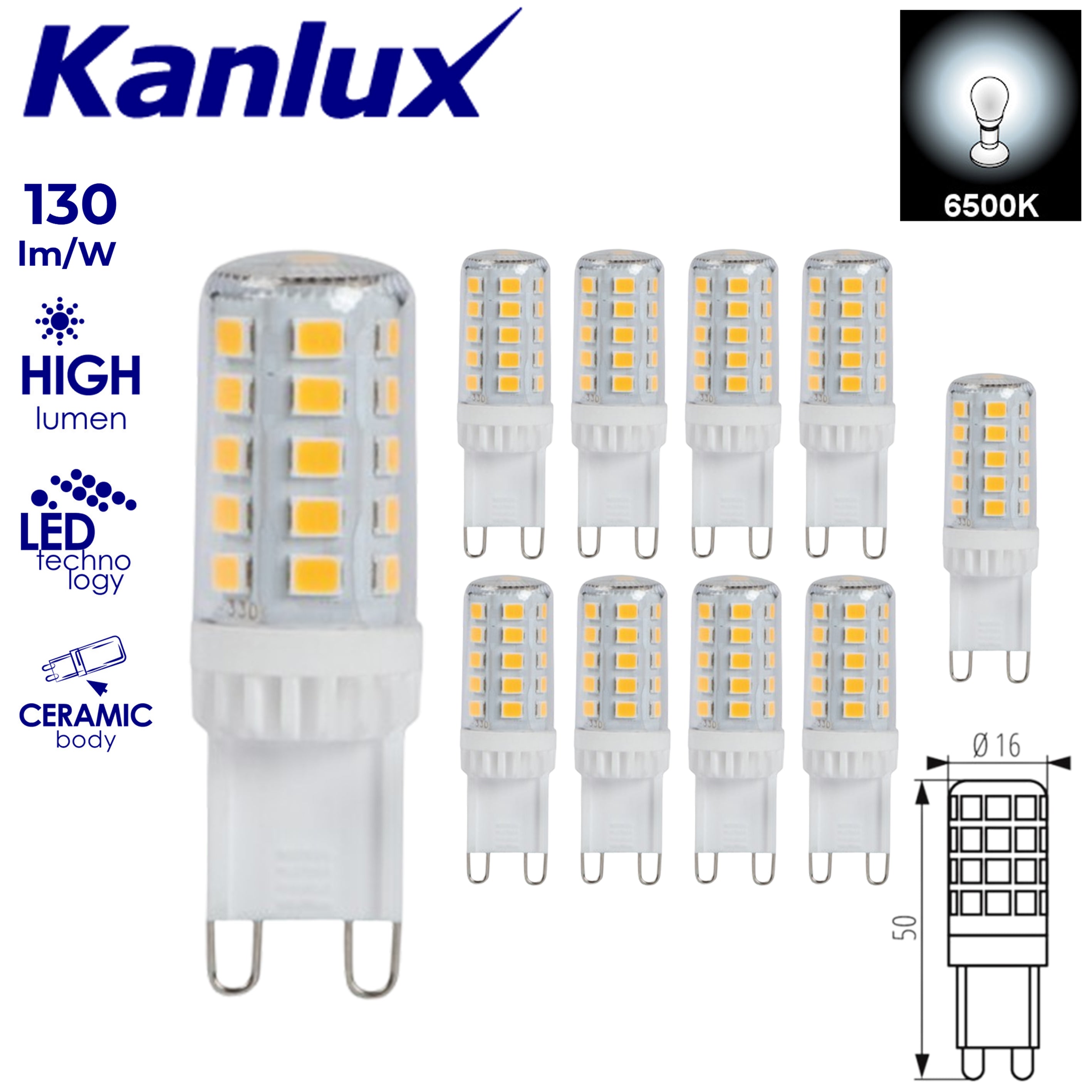 Kanlux 4W Low Energy Glass LED COB G9 Replace Halogen Light Bulb