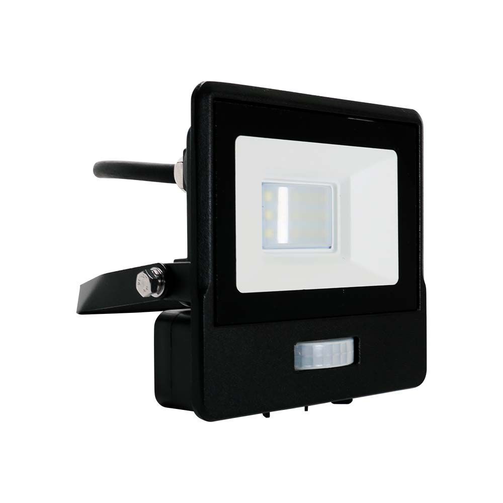 V-TAC VT-158S-1 PIR Motion Sensor Floodlight – IP65 Waterproof Outdoor LED with Samsung Chip - 1m Flex, Multi Wattage & Colour Option, Black Body