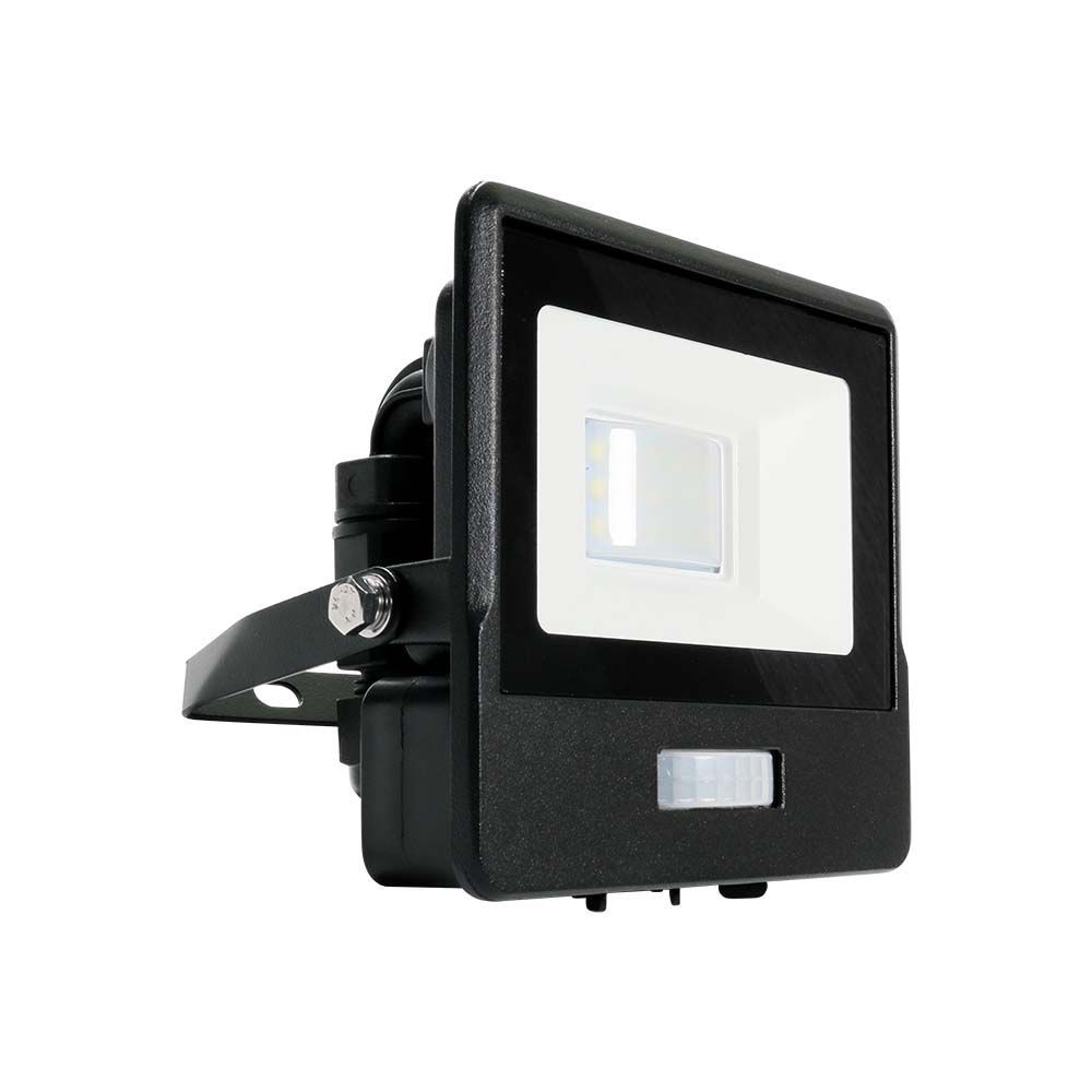 V-TAC VT-158S-1 PIR Motion Sensor Floodlight – IP65 Waterproof Outdoor LED with Samsung Chip - 1m Flex, Multi Wattage & Colour Option, Black Body