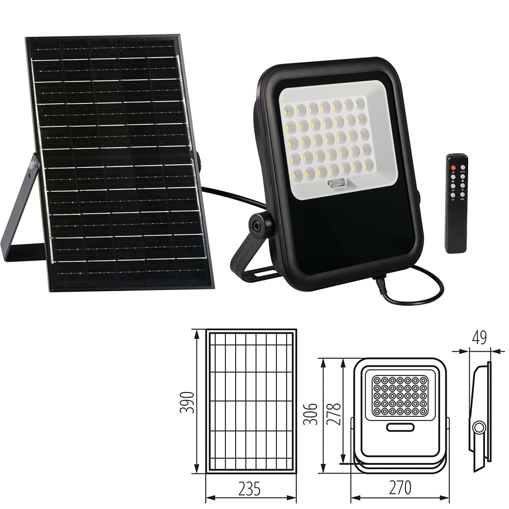 Kanlux FL SONE Solar LED Floodlight with Sensor - IP65 Adjustable Installation, 10W & 15W