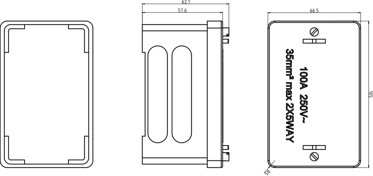 Knightsbridge 100A Service Connector Block - 5-Way Single & Double Pole - Brass Terminals