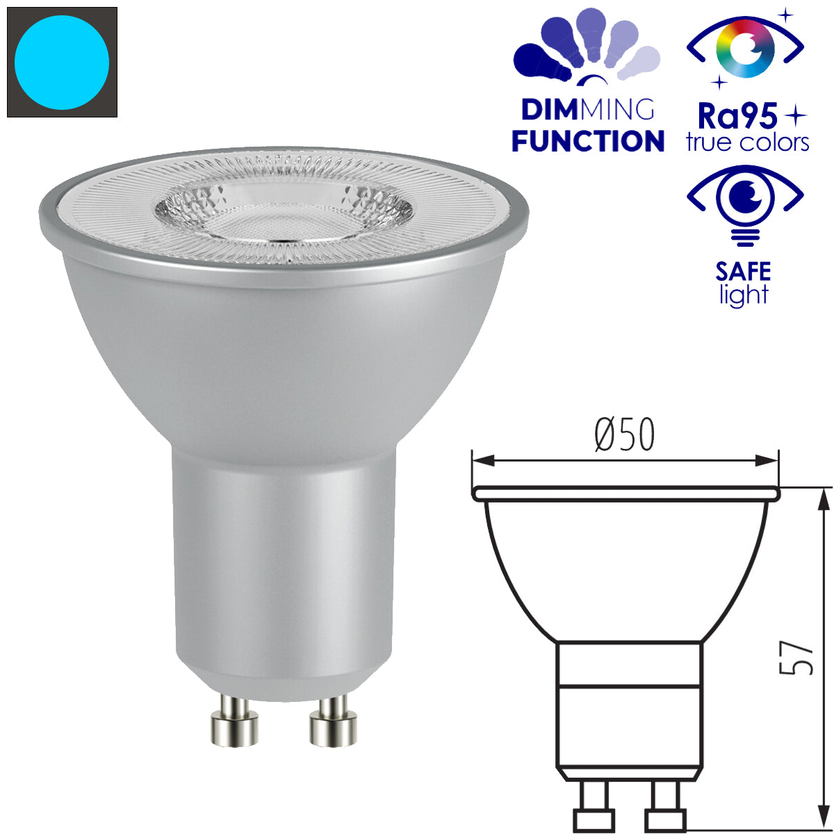 Kanlux IQ-LED GU10 7W Dimmable LED Light Bulb - Professional & Wide Angle 120 Degree