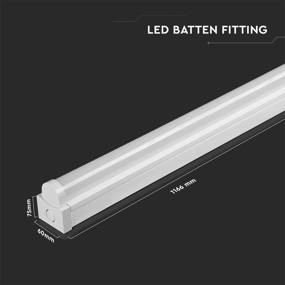 VTAC VT-8-24 24W LED Tube Batten Fitting 4ft - 6400K, Cool White, Garage Workshop Warehouse Lighting