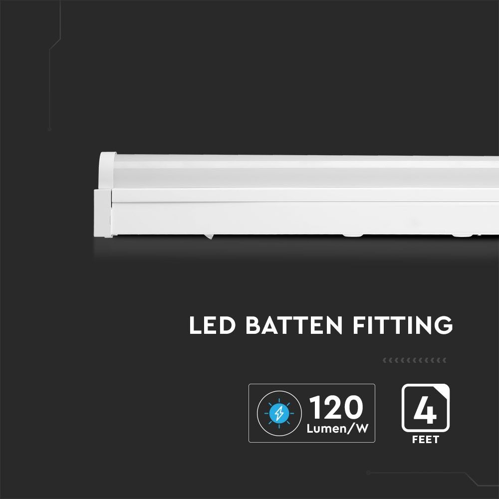 VTAC VT-8-24 24W LED Tube Batten Fitting 4ft - 6400K, Cool White, Garage Workshop Warehouse Lighting