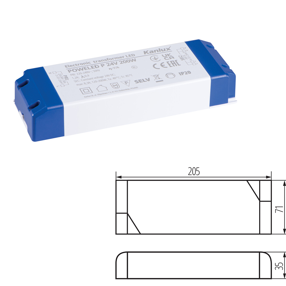 Kanlux POWELED LED Electronic Transformer Driver 24V DC Indoor Power Supply Strip 240V AC to DC 30W/60W/100W/150W/200W