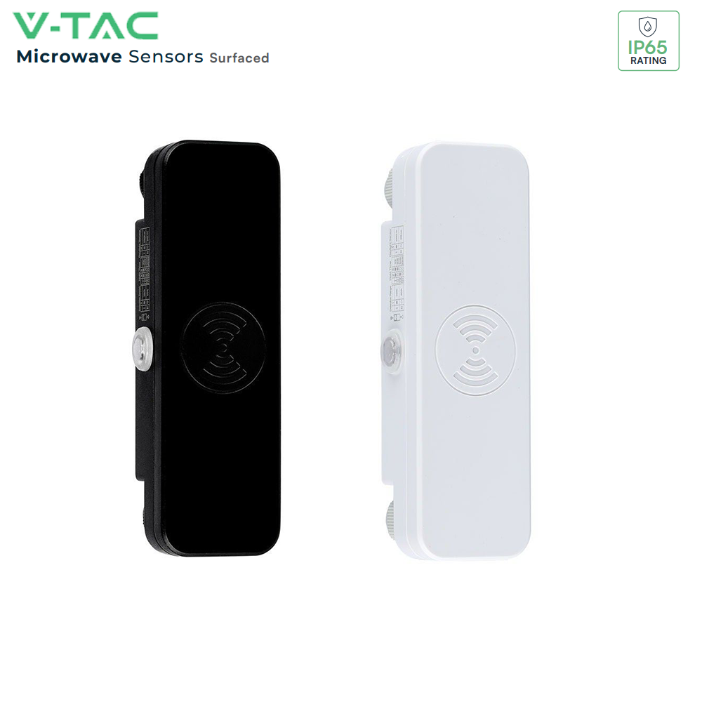 V-TAC VT-8036 Wall-Mounted -IP65 Waterproof Motion Detector Microwave Sensor Switch for LED Lighting - Max 200W Load Outdoor - White & Black Options