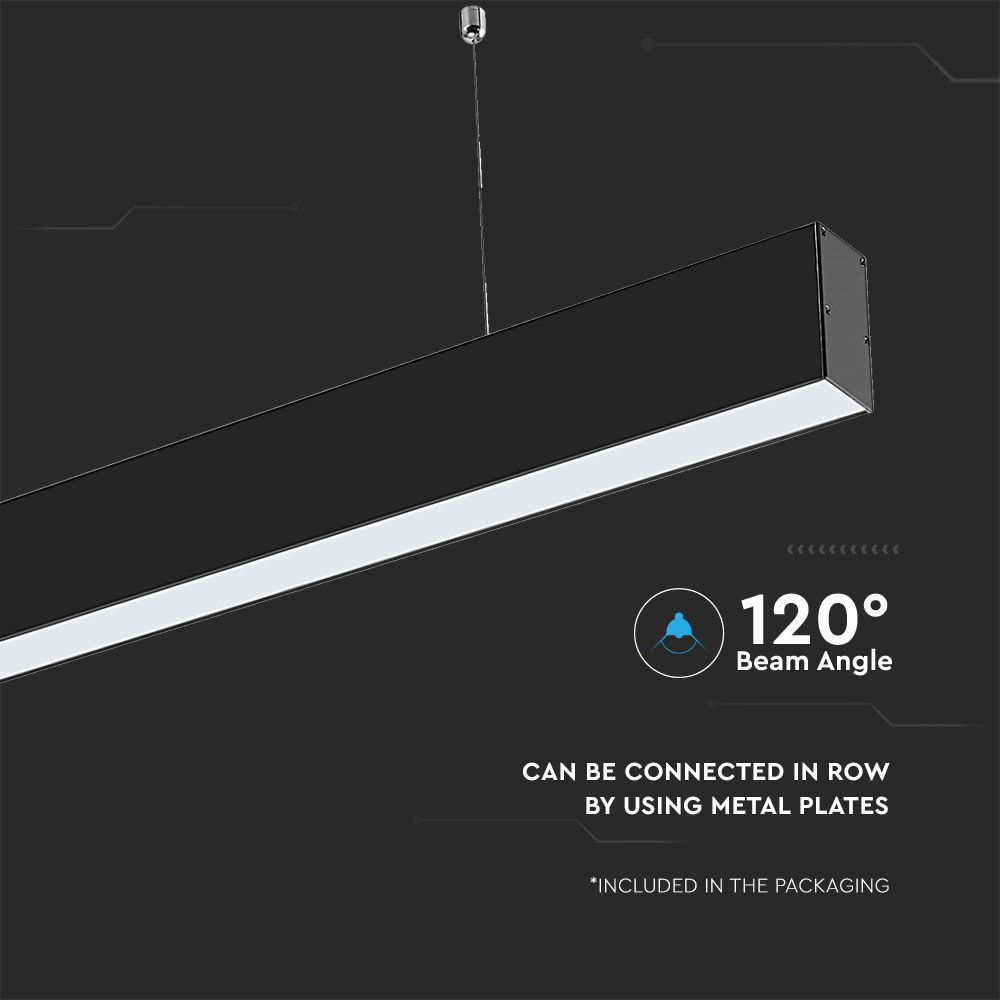 VT-7-40 40W LED Linear Hanging Suspension Light - Samsung Chip, Available in 4000K & 6400K, Multi-Colour Body - Black, Silver, White - Fluorescent Batten Replacement