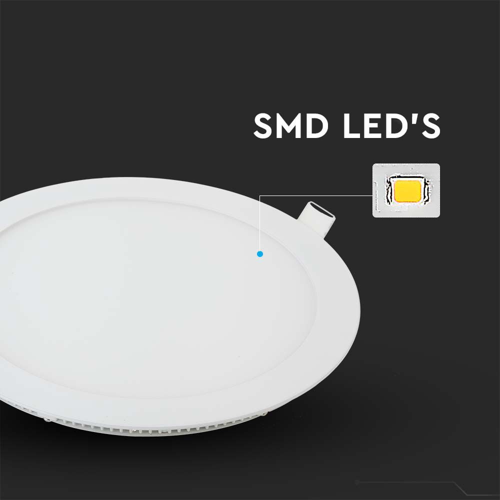 V-TAC VT-1207 12W PREMIUM Round Recessed LED Panel Ceiling Down Light 6400K Cool White Indoor Lighting