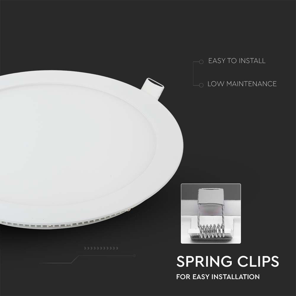 V-TAC VT-1207 12W PREMIUM Round Recessed LED Panel Ceiling Down Light 6400K Cool White Indoor Lighting