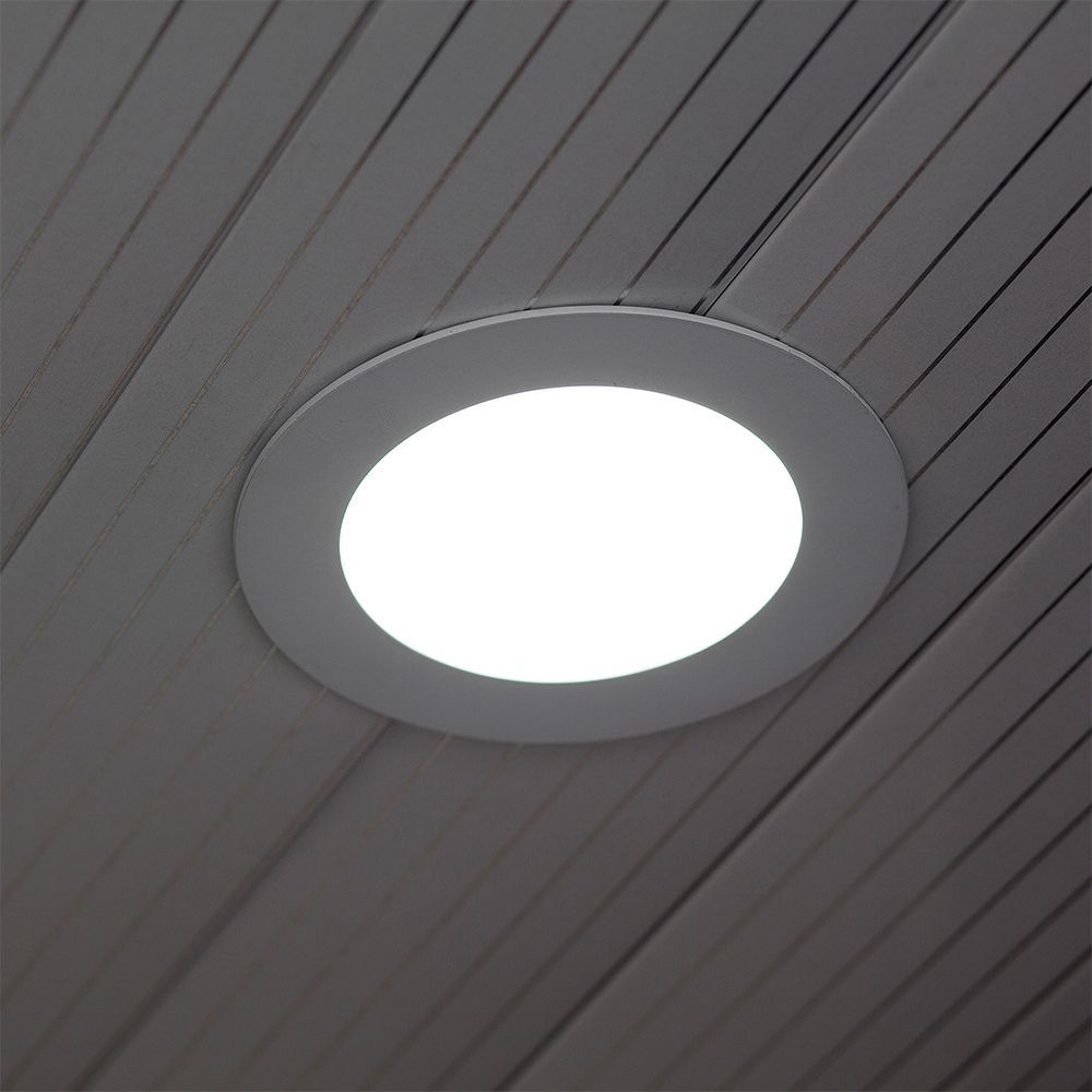 V-TAC VT-307 3W Round Recessed LED Ceiling Panel Light with EMC Driver 6400K Cool White Indoor Lighting