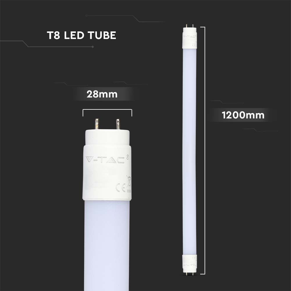 V-TAC VT-061 T8 Nano Plastic 260° Rotatable LED Tube light G13 Base With Samsung Chip Multi Wattage & Color Temperature Available