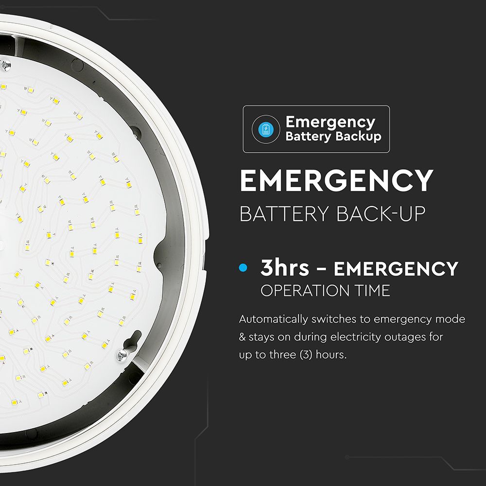 V-Tac VT Series LED Surface Mounted Bulkhead Dome Lights 4000k with Samsung Chips - With Sensor, Emergency & Multi Wattage Option