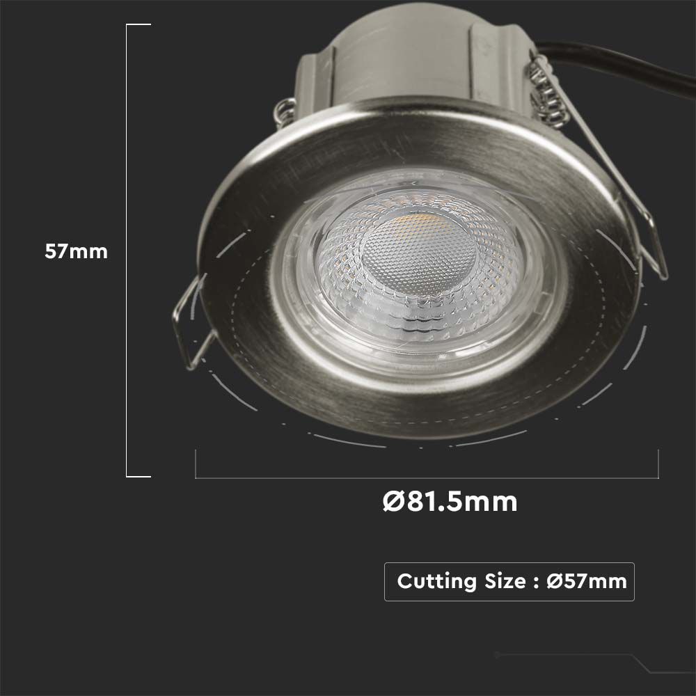 V-TAC Fire Rated Downlight VT-885 5W Dimmable LED Spotlight  IP65 with Samsung Chip – Available in Chrome, Nickel, White & Color Temperatures