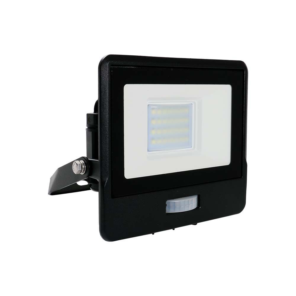 V-TAC VT-158S-1 PIR Motion Sensor Floodlight – IP65 Waterproof Outdoor LED with Samsung Chip - 1m Flex, Multi Wattage & Colour Option, Black Body